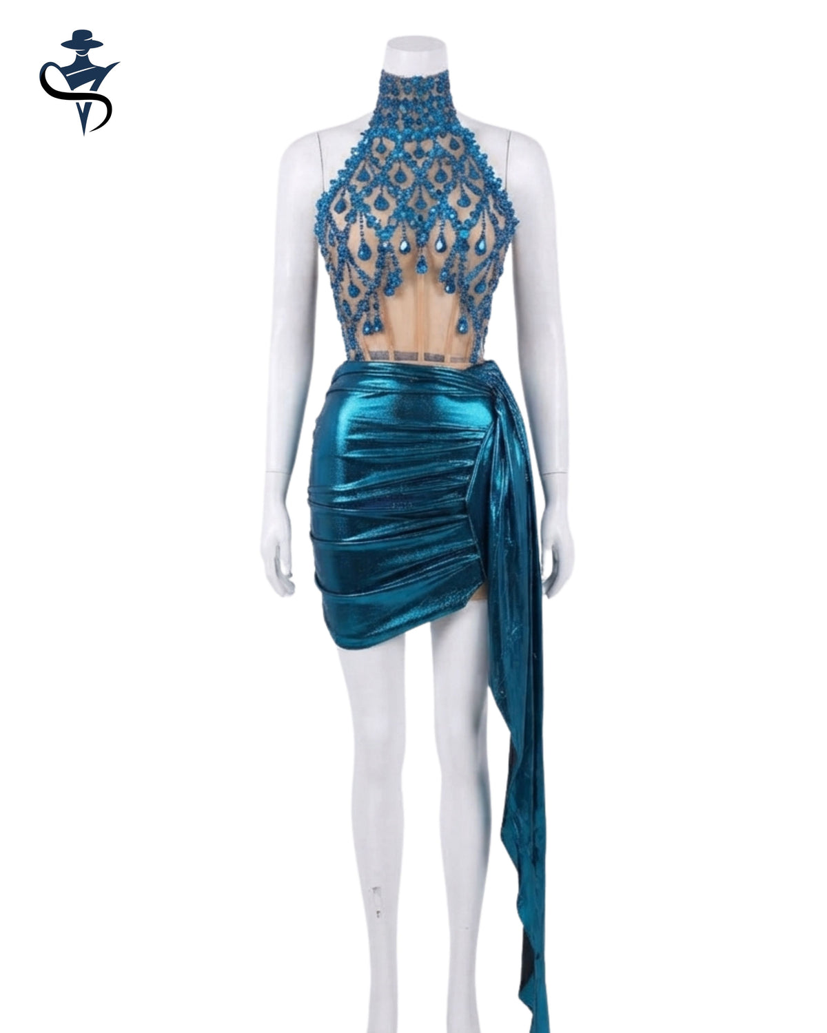 Rhinestone Strapless Skirt Set
