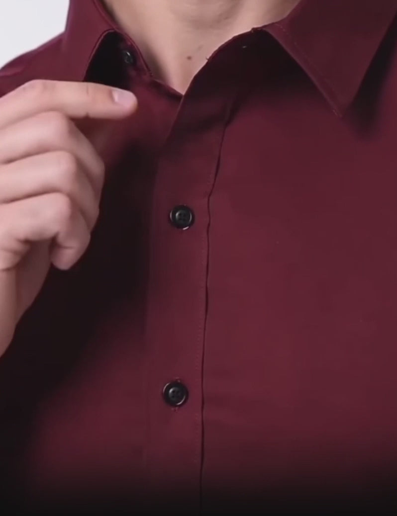 Men's Solid Color Long Sleeve Shirt — Elastic Smart Casual Button-Up | S–XL