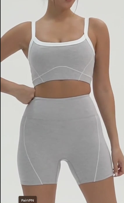 Women's 2-Piece Yoga Set – Spaghetti Strap Top & Contrast Pants